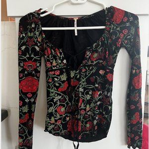 Free People Floral long sleeve top